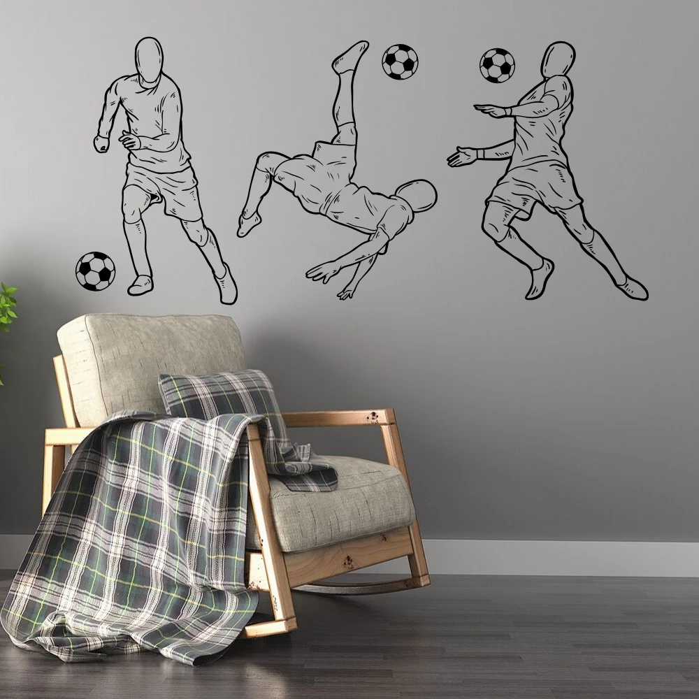 

Soccer Player Playing Soccer Ball Decal Home Decor Wall Sticker Silhouette Wall Decal Design A0045