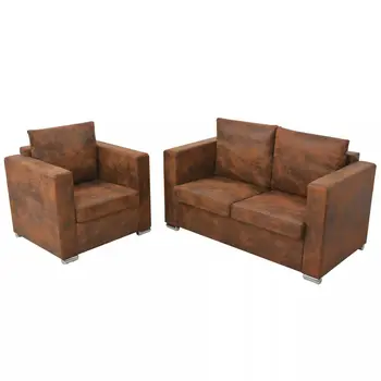 

Sofa Set 2 PCs artificial suede sofa