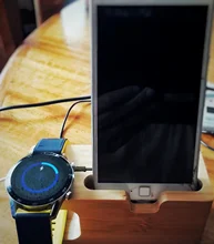 Soporte de escritorio 2 en 1 de madera de bambú auténtica para iPad, soporte de acoplamiento para tableta, cargador para iPhone, base de carga para Apple Watch