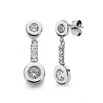 

Earrings 18k white gold zircons 21mm. [AA0341]