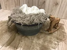 Fotografía de recién nacido accesorios de fotografía de bebé foto Props bebé estudio Accessori patrón Retro Cubo de hierro para el recién nacido a