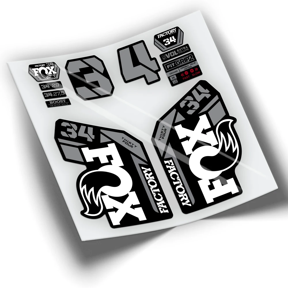 Kit Completo Di Adesivi Compatibili Per Accessori Ciclismo Forcella Bici Fox 34 Factory 2021 Bicolore Wp410