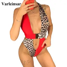 Новинка, женская одежда для плавания, глубокий v-образный вырез, высокая талия, Цельный купальник, женский сексуальный купальник с бретелькой через шею, купальник V1356