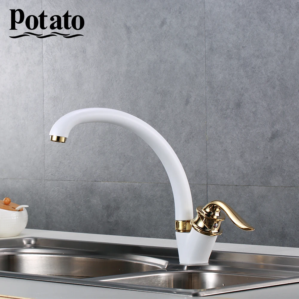 

Potato Kitchen Faucet 360 Degree Rotation Rule Shape Curved Outlet Pipe Tap Basin Plumbing Hardware Sink Faucet P59219-