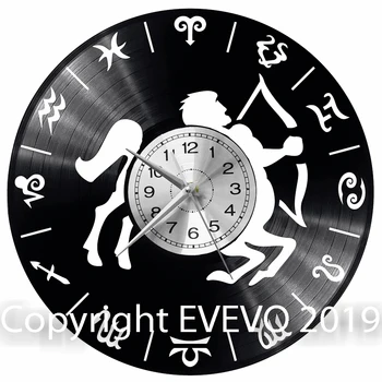 

Zodiac sign Sagittarius Wall Clock Vinyl Vinyl Record Retro Clock Handmade Vintage Gift Style Room Home Decorations Great Gift