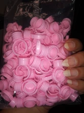 100 unids/lote tapas desechables Microblading Rosa anillo tatuaje taza para tinta de tatuaje aguja suministros accesorios maquillaje tatuaje herramientas