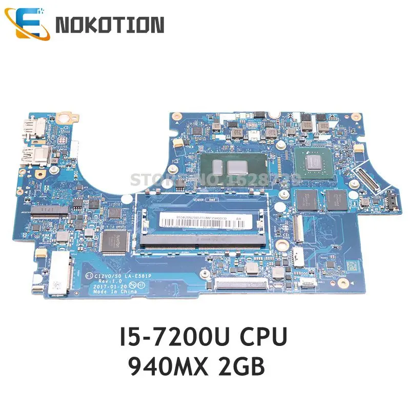 Greatest  NOKOTION for Lenovo 720s-14ikb Laptop Motherboard CIZVO S0 LA-E581P 5B20N79851 5B20N87826 SR342 I5-