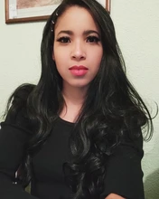 Yomagic-pelucas con onda de encaje frontal para mujer, cabello sintético de Color negro, sin pegamento, con línea de pelo Natural