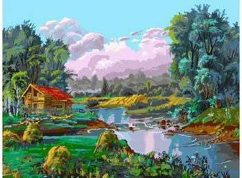 

Stoga by the river, 30*40 cm coloring by numbers on canvas Snow White 067-as