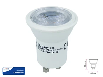 

Led bulb Mini GU10 small 35mm 2W 3000K warm 38 degree frosted Smd Chip Samsung warranty 5 years SKU-869