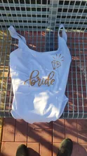 Traje de baño de una pieza para fiesta nupcial, bañador con mensaje bride tribe con estampados en la parte delantera y trasera, ropa de playa