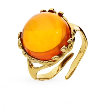 

Silver ring with amber sunlight sample 925