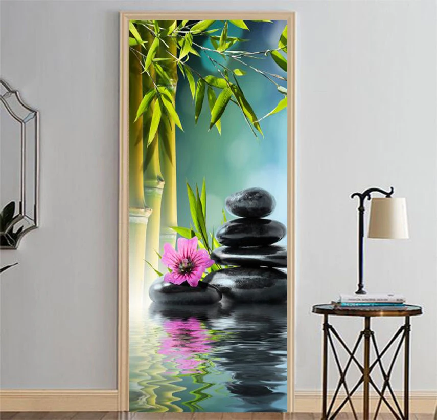 Bamboo-And-Black-Stones-In-Water-Picture-Wall-Murals-Wall-Stickers-Door-Sticker-Wallpaper-Decals-Home (2)
