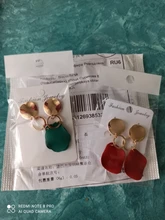 Pendientes con clip geométrico para mujer, aretes Vintage rojo, verde, blanco, con orificio sin pendiente, joyería coreana Irregular 2019