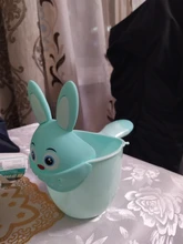 Taza de champú para ducha de niños recién nacidos, vaso de ducha de conejo de dibujos animados, cuchara de agua para ducha de bebé, taza de baño de riego