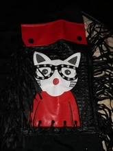 Black Dress Robe Fringes Long-Sleeve 3084 Midi Plus-Size Woman Winter Cute PU Cartoon