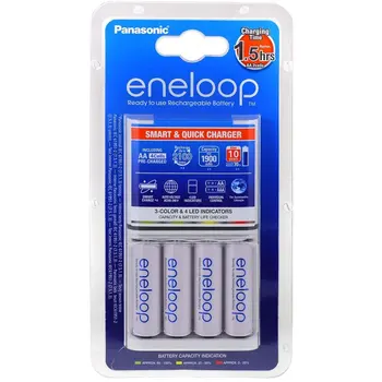 

Fast charger Panasonic eneloop BQ-CC55E incl. 4x Batteries Rechargeable. Panasonic eneloop AA (K-KJ55MCC40E) 1900mAh