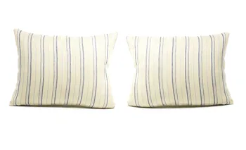 

SET 2 cases cotton cushion cover White blue stripes 45X35