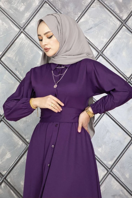 Es Ropa mujer musulmana Hijab vestido islámica vestido de Abaya abotonado  cinturón traje mujeres árabe Abaya musulmán turco turbante árabe Abaya  velours marroquí largo satinado caftán marroquí noche turco ropa para 