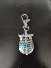 Búho reloj de bolsillo bonito llavero de dibujos animados reloj de bolsillo moda hermosa búho reloj Clip de llavero de bolsillo explosión en gros часы 03 *