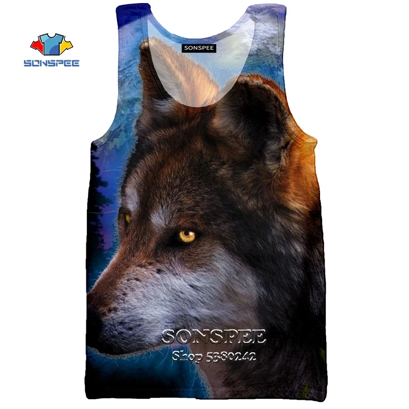 1 SONSPEE 3D принт дизайн Fantanstic Wolf майка мужская и женская без Рукавов Летняя майка спортивная майка повседневные топы с круглым вырезом - Цвет: 1