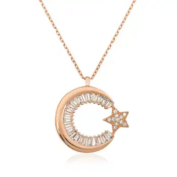 

KUTAYDAN 925 Sterling Silver Moon Star Women 'S Necklace