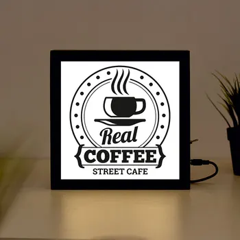 

Real Coffee Handcrafted Wooden Light Box Sign for Home, Restaurant, Coffee Shop Business Signage