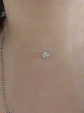 Collar de hilo de pescar transparente de plata 925, colgante de circonita transparente, Gargantilla brillante, joyería para mujer