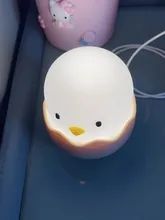 Luz Led nocturna para niños, lámpara de silicona suave recargable por USB, decoración de dormitorio, regalo, noche de pollito de Animal, sombra de Luna