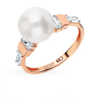 

Gold ring with cubic zirconia and pearls sunlight sample 585