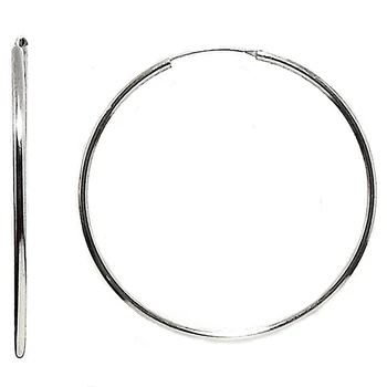 

925 Sterling silver earrings m hoops smooth round [1970]