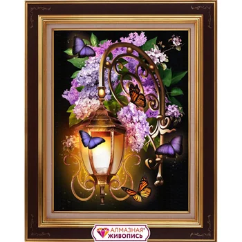 

Аж-1722 the picture of rhinestones 'Lantern in sireny' 30*40 cm