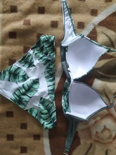 Swimwear Women Swimsuits Bikinis-Set Bathing-Suit Biquini Beach-Wear Leaf-Print Riseado