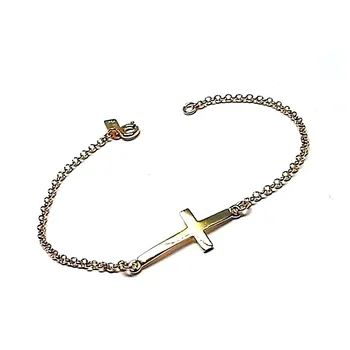 

Law silver bracelet 925m plated gold color chain cross rolo [AB0167]