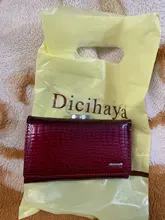 DICIHAYA-billeteras de piel auténtica con estampado de cocodrilo para mujer, billetera con cremallera y broche, bolso de mano de lujo, 2019