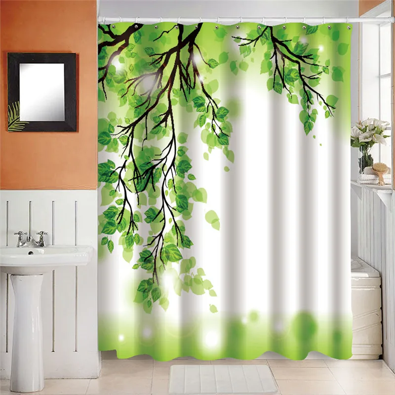 Peeping Animals Waterproof Polyester Bathroom Shower Curtain With Free 12 Hooks 