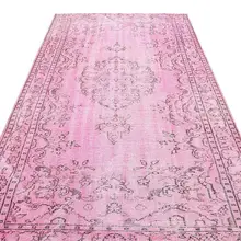 Розовый ковер, окрашенный ковер ручной работы, винтажный ковер в старом стиле, винтажная Турецкая мебель 10139