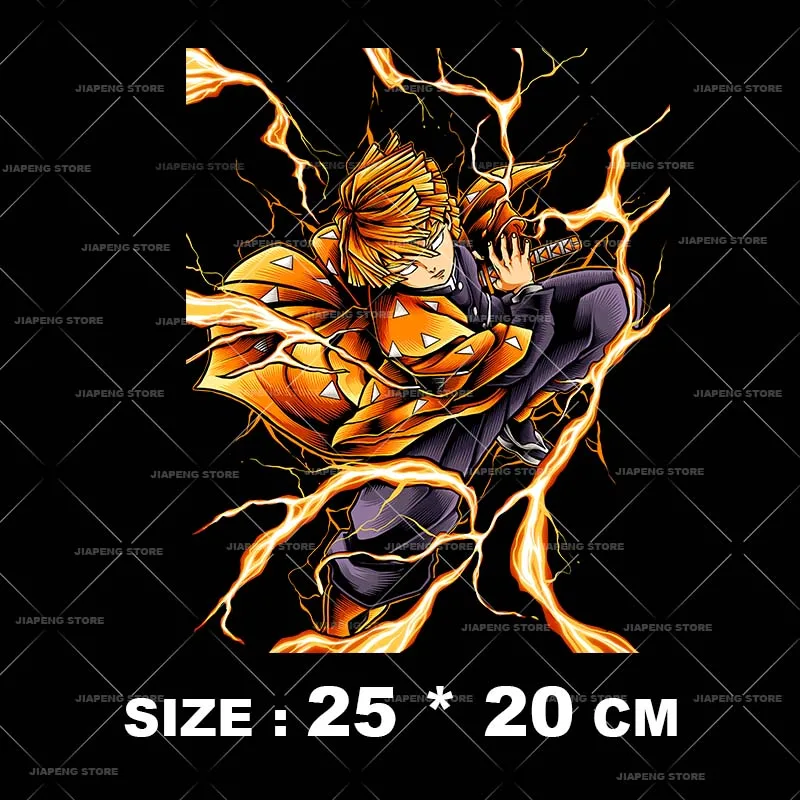 Anime Demon Slayer Patches Iron On Heat Transfers For Clothes Nezuko Washable Thermal Transfers Sticker On T-shirt Applique DIY 