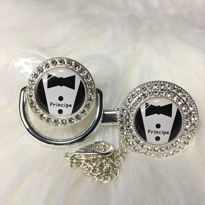 MIYOCAR пользовательское имя классный красивый золотой bling соска и соска клип черный BPA бесплатно пустышка bling уникальный дизайн PS-9 - Цвет: P1-S 0-6M