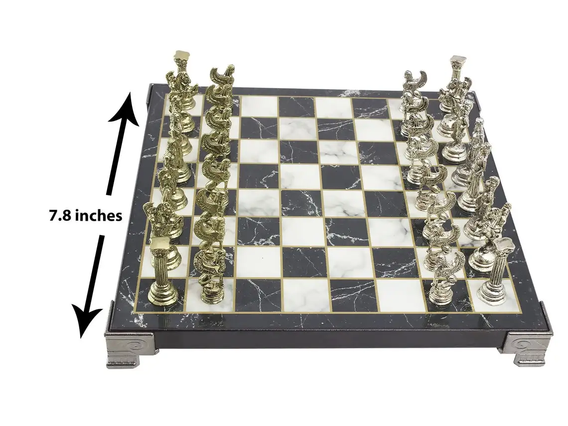 Luxury Metal Chess Set Chrome Plated Roman Chess Pieces Gold Set