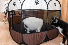 Tienda portátil porta mascotas plegable, Corralito, transpirable, de fácil operación, cerca octagonal, cama perrera extraíble para cachorro para gatos