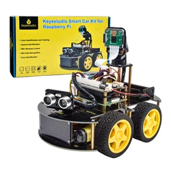 Keystudio – Kit de voiture Robot Raspberry Pi + Module de caméra 5 mégapixels, programmation Python pour Raspberry Pi 4B (sans carte Raspberry Pi) 