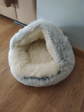 HOOPET-cama para gato y perro, cama para gato y perro de felpa redonda, cálida, suave y larga, para perros pequeños, nido 2 en 1, nuevo estilo