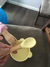 1Set Silicone Baby Feeding Bowl Set Baby Learning Panda Dishes Suction Bowl Set Wood