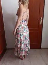 Dress Summer V-Neck Vestido Backless Floral-Print Bohemian Female Elegant Sexy Women