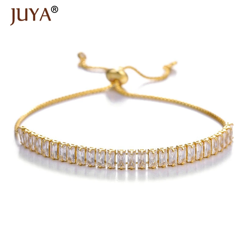 

Fashion Gold Silver Adjustable Chain Luxury Cubic Zirconia Rhinestone Bracelet Bangle For Women Ladies Party Wedding Jewelry
