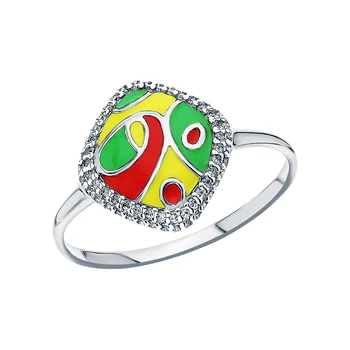 

Silver ring with enamel and cubic zirconium sunlight sample 925