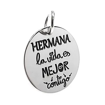 

Pendant 925 Sterling silver m sheet 20mm. Smooth round message [AB5453GR] -Customizable-RECORDING INCLUDED IN THE PRICE