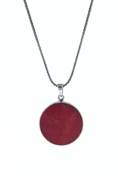

Real Piece Coral Hand Plastering Work Silver Necklace