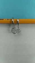 Pendientes de aro de Luna y estrella para mujer y hombre, de Plata de Ley 925, joyería para la oreja, regalos de fiesta al por mayor